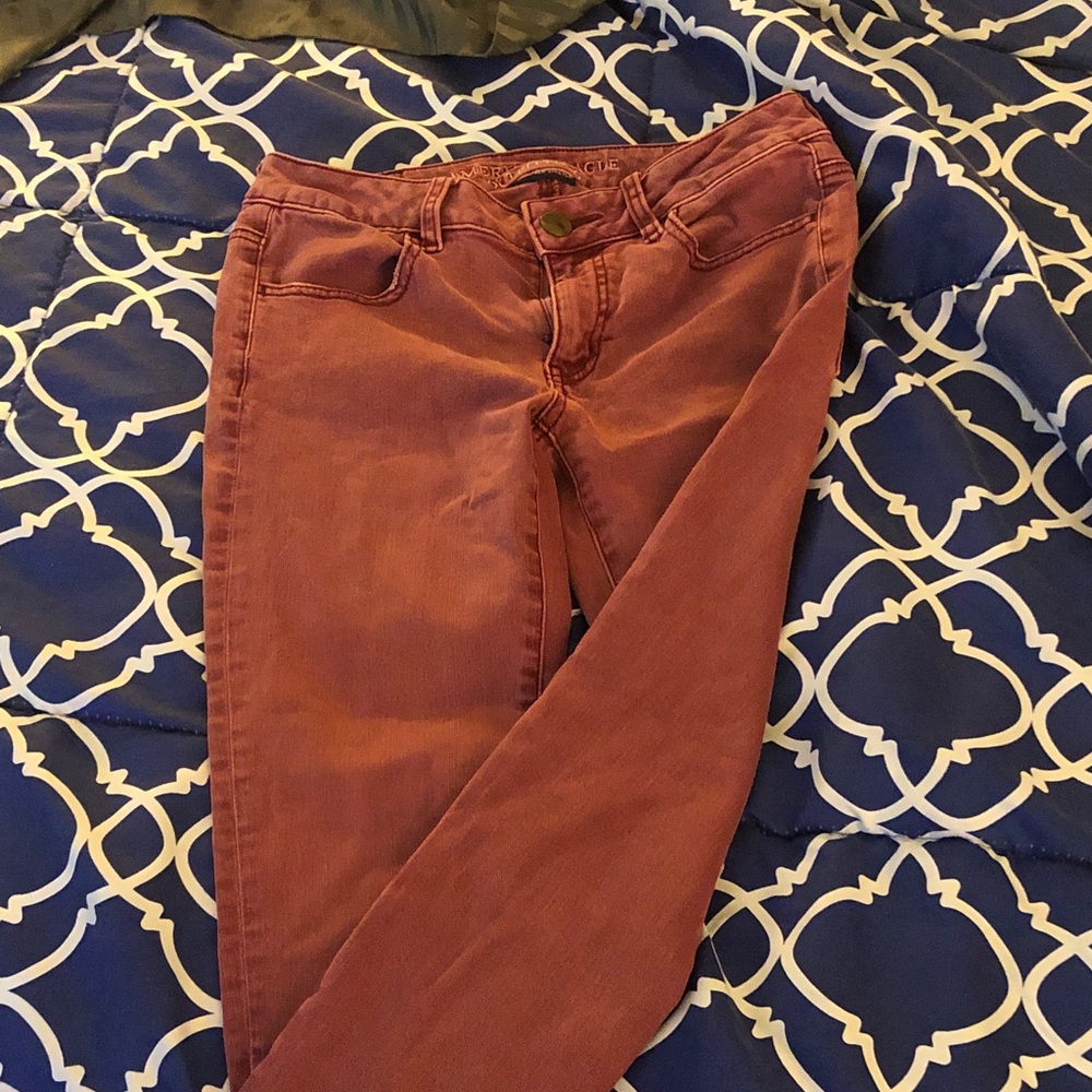 American eagle size four mauve colored jeans